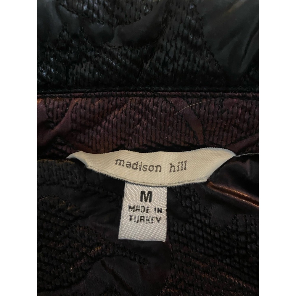 Madison Hill Womens Moto Jacket SZ Med Iridescent Copper Textured Knit Sleeve - Picture 8 of 10